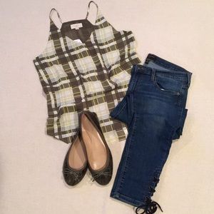 Loft Plaid Halter Style Tank XS